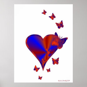 Rainbow Heart und Butterfly Poster