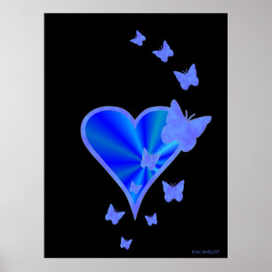 Rainbow Heart und Butterfly Poster