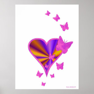 Rainbow Heart und Butterfly Poster