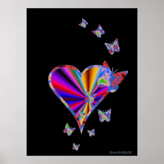 Rainbow Heart und Butterfly Poster (Vorne)