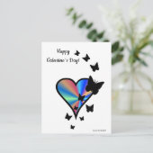 Rainbow Heart und Butterfly Postkarte (Stehend Vorderseite)