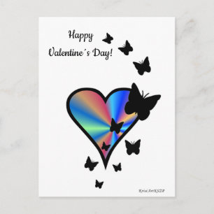 Rainbow Heart und Butterfly Postkarte
