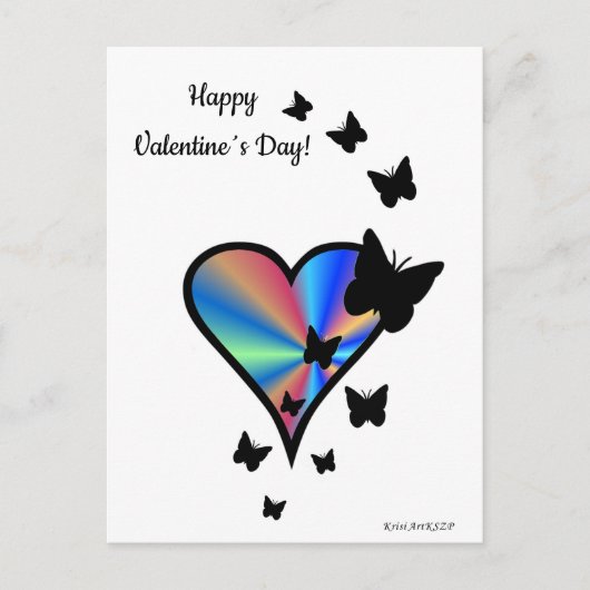 Rainbow Heart und Butterfly Postkarte (Vorderseite)