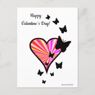 Rainbow Heart und Butterfly Postkarte