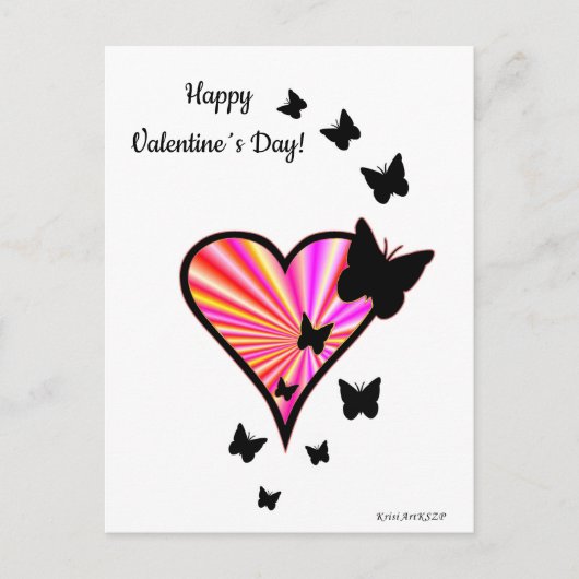 Rainbow Heart und Butterfly Postkarte (Vorderseite)