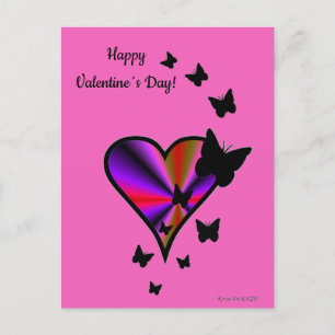 Rainbow Heart und Butterfly Postkarte