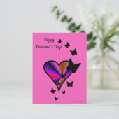 Rainbow Heart und Butterfly Postkarte (Stehend Vorderseite)