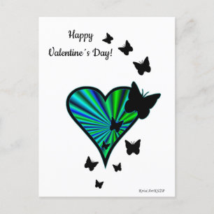 Rainbow Heart und Butterfly Postkarte