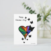 Rainbow Heart und Butterfly Postkarte (Stehend Vorderseite)