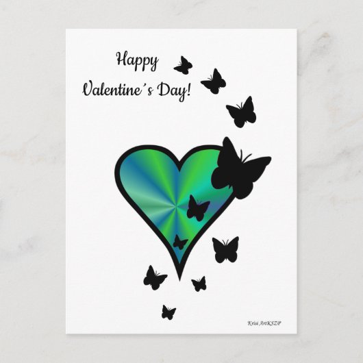 Rainbow Heart und Butterfly Postkarte (Vorderseite)