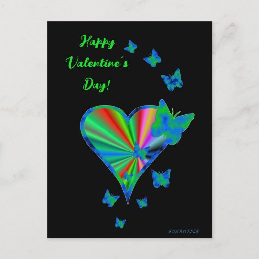 Rainbow Heart und Butterfly Postkarte (Vorderseite)