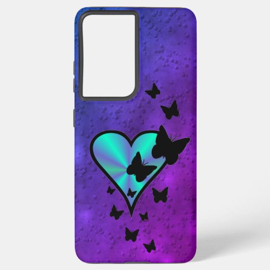 Rainbow Heart und Butterfly Samsung Galaxy Hülle (Rückseite)
