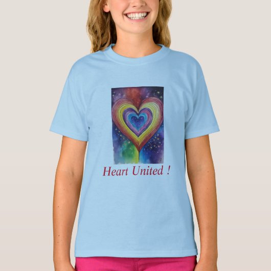 "Rainbow Heart Unity T-Shirt" oder "Heart United R T-Shirt (Vorderseite)