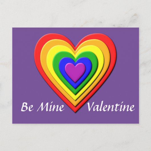 Rainbow Heart Valentine Postkarte (Vorderseite)