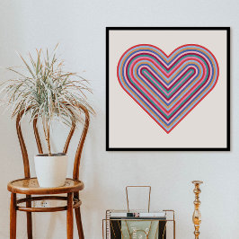 Rainbow Heart Valentine's Day Poster - Burgund