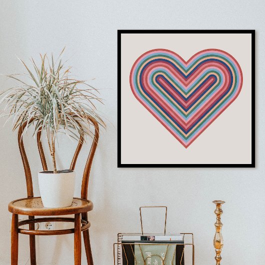 Rainbow Heart Valentine's Day Poster - Lachs Pink