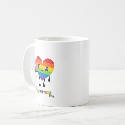 Rainbow Heart Valentinstag Kaffeetasse (Vorderseite Links)