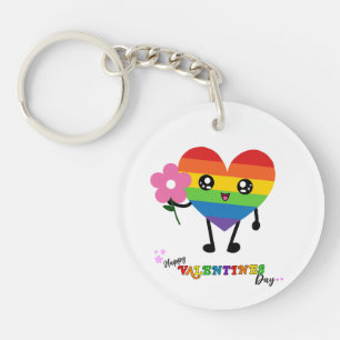 Rainbow Heart Valentinstag Schlüsselanhänger