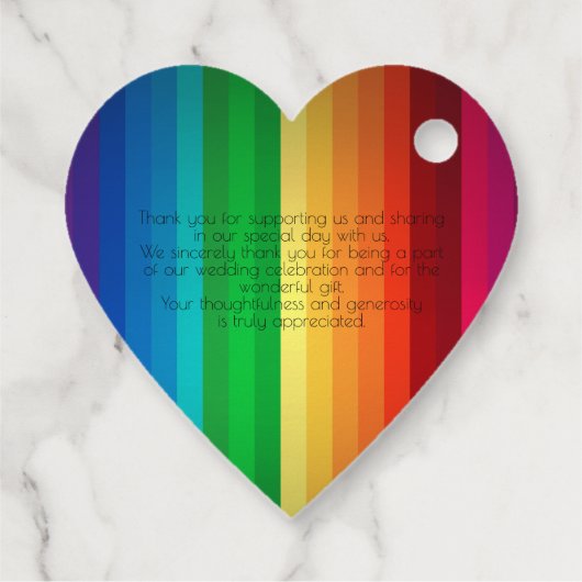 Rainbow Heart Vielen Dank Geschenkanhänger (Rückseite)