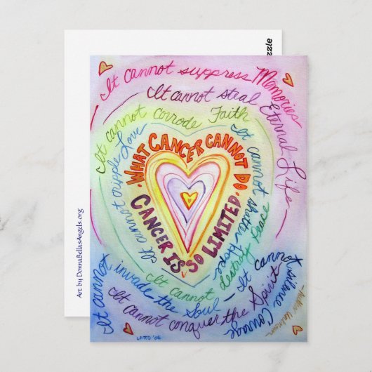 Rainbow Heart Was Krebs nicht tun kann Postkarten (Vorne/Hinten)