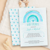 Rainbow Heart Watercolor Wash Blue Baby Sprinkle Einladung