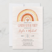 Rainbow Heart Watercolor Wash Gender Reveal Einladung (Vorderseite)