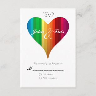 Rainbow Heart Wedding RSVP Karte