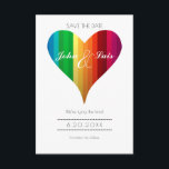 Rainbow Heart Wedding Save the Date<br><div class="desc">Diese minimalistische,  moderne "Save the Date" Karte verfügt über ein mit Regenbogen gefülltes Herz. Einfach mit den Veranstaltungsdetails zu personalisieren.</div>