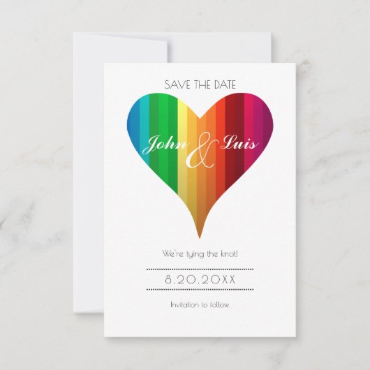 Rainbow Heart Wedding Save the Date (Vorderseite)