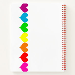 Rainbow Heart White Spiral Notebook Notizblock