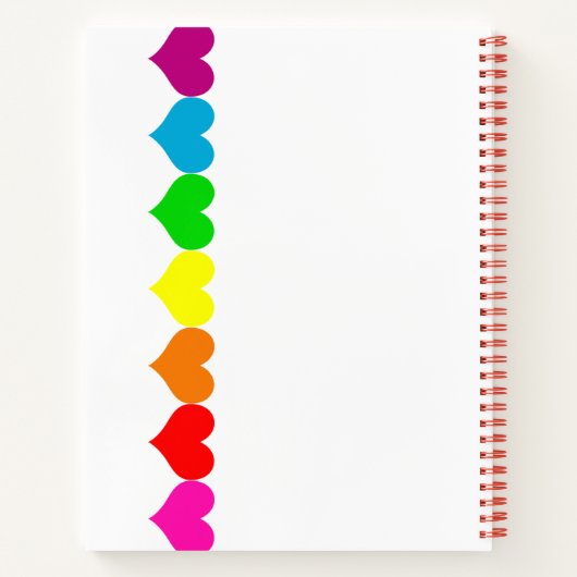 Rainbow Heart White Spiral Notebook Notizblock (Rückseite)