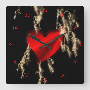 Rainbow Heart with Flash Quadratische Wanduhr