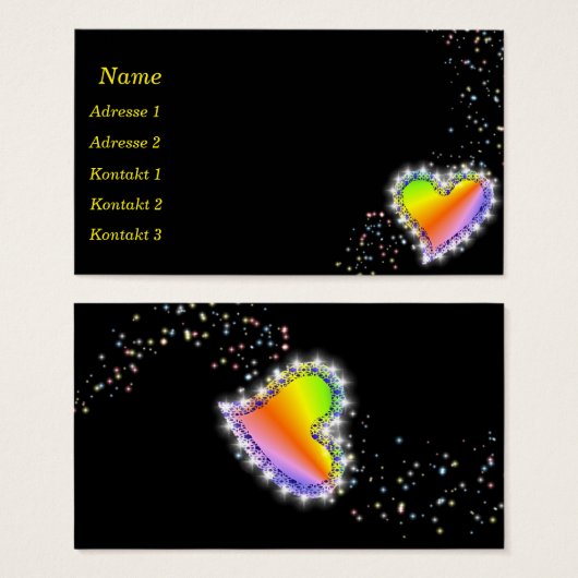 Rainbow Heart with Stars Business Cards (Vorne & Hinten)