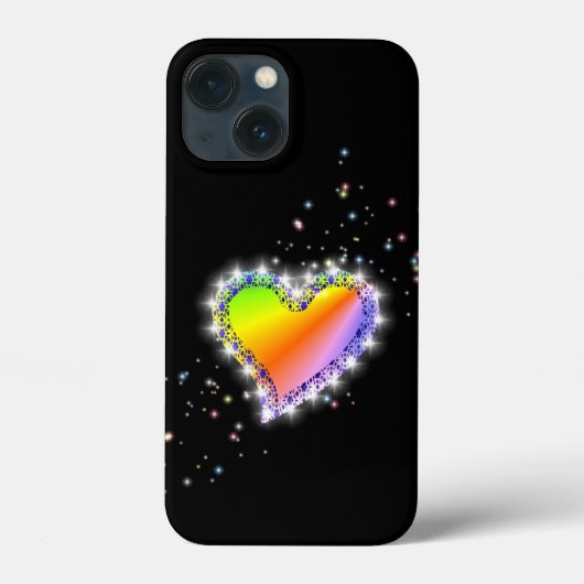Rainbow Heart with Stars on black Case-Mate iPhone Hülle (Rückseite)