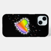 Rainbow Heart with Stars on black Case-Mate iPhone Hülle (Rückseite (Horizontal))