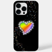 Rainbow Heart with Stars on black Case-Mate iPhone Hülle (Rückseite)