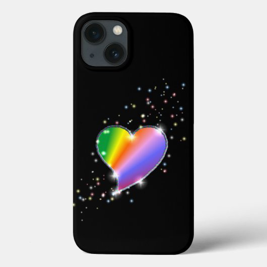Rainbow Heart with Stars on black Case-Mate iPhone Hülle (Rückseite)