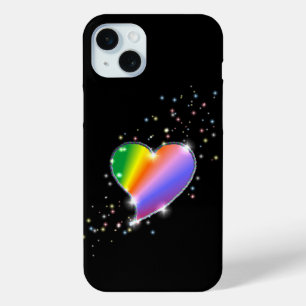 Rainbow Heart with Stars on black Case-Mate iPhone Hülle