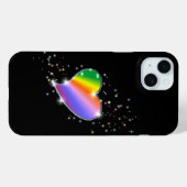 Rainbow Heart with Stars on black Case-Mate iPhone Hülle (Rückseite (Horizontal))