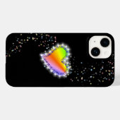Rainbow Heart with Stars on black Case-Mate iPhone Hülle (Rückseite (Horizontal))