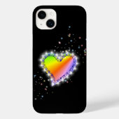 Rainbow Heart with Stars on black Case-Mate iPhone Hülle (Rückseite)
