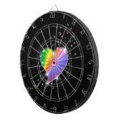 Rainbow Heart with Stars on black Dartscheibe (Vorderseite rechts)