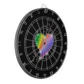 Rainbow Heart with Stars on black Dartscheibe (Vorderseite Links)