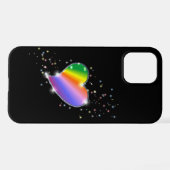Rainbow Heart with Stars on black iPhone Hülle (Rückseite (Horizontal))
