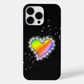 Rainbow Heart with Stars on black iPhone Hülle (Rückseite)
