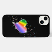 Rainbow Heart with Stars on black iPhone Hülle (Rückseite (Horizontal))