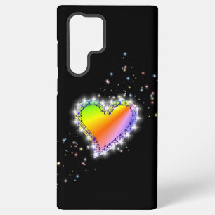 Rainbow Heart with Stars on black Samsung Galaxy Hülle