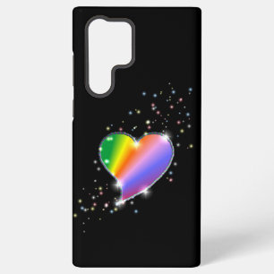 Rainbow Heart with Stars on black Samsung Galaxy Hülle