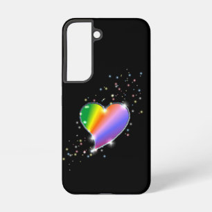 Rainbow Heart with Stars on black Samsung Galaxy Hülle