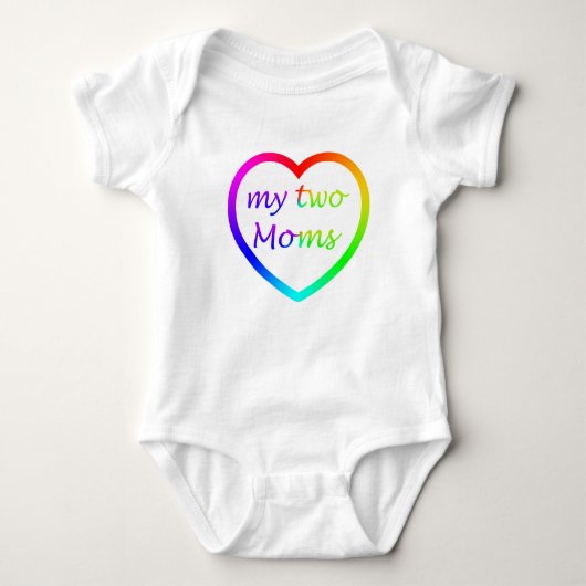 Rainbow Heart Zwei Mamas Baby Strampler (Vorderseite)